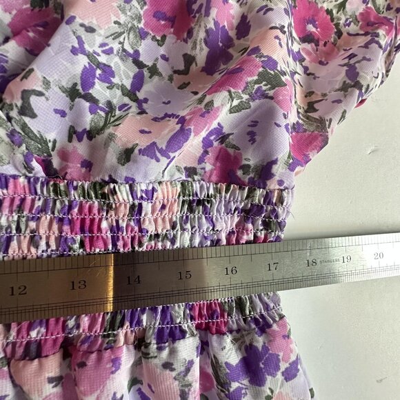 Rabbit Rabbit Designs Dress Womens 18 Purple Pink Floral S/S Maxi Boho‎ Fairy - Picture 10 of 11